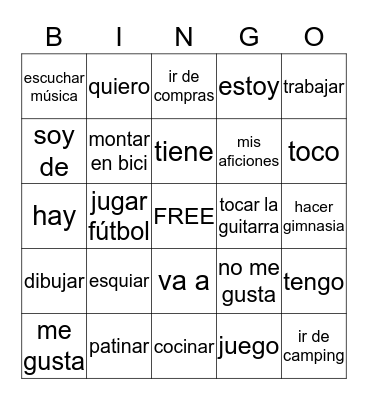 MIS AFICIONES Bingo Card