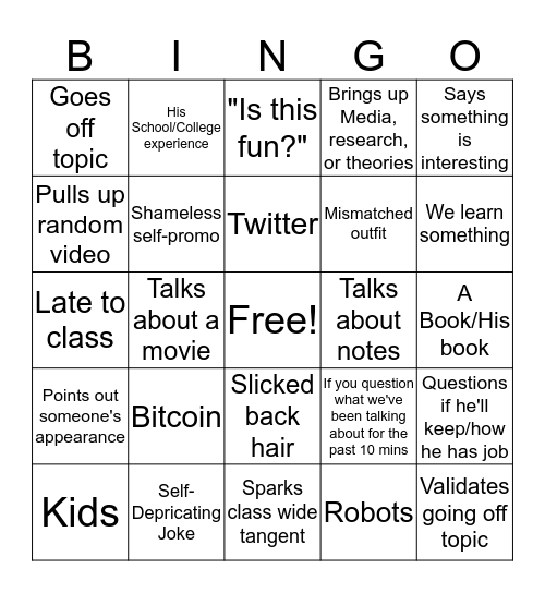 MT&R Bingo Card