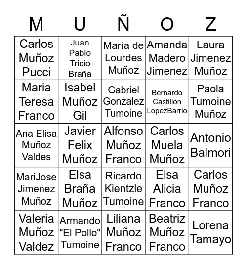 FAMILIA MUÑOZ Bingo Card