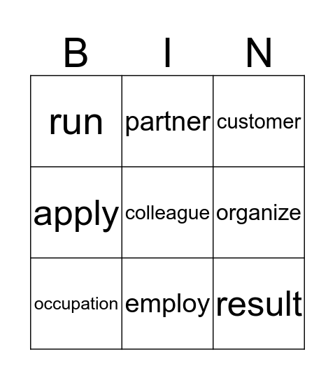 BUSINESS Bingo Card