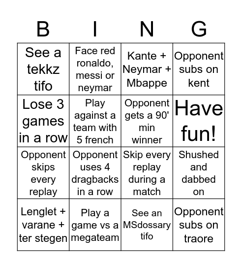 WL Bingo Card