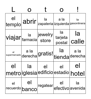 La comunidad Bingo Card