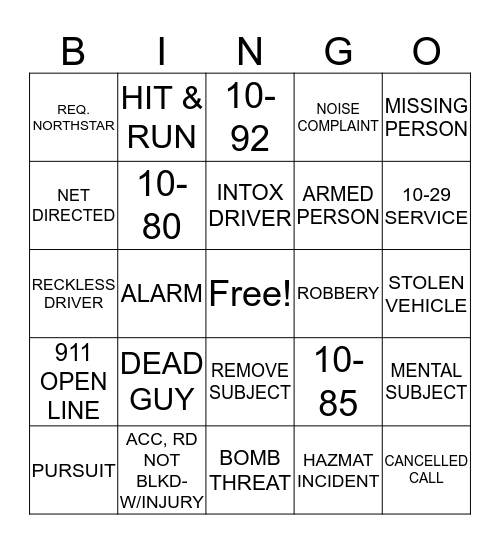 2020 DISPATCH BINGO #2 Bingo Card