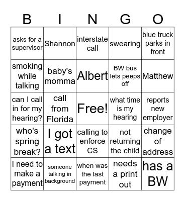 You People!!!! Bingo Card