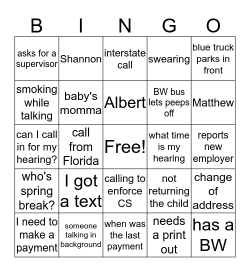 You People!!!! Bingo Card