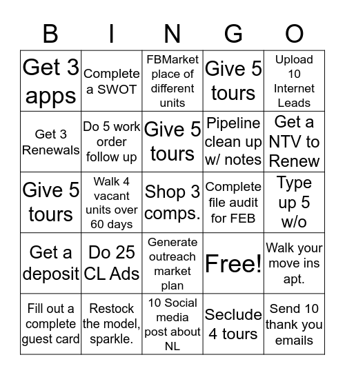 North Lakes Bingo  Bingo Card