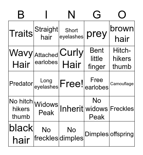 Genetics Bingo Card