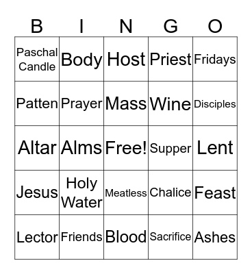 What is Eucharist Bingo Card