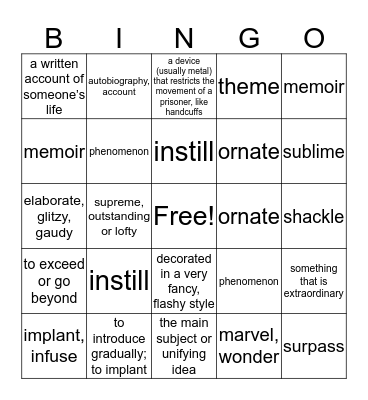 Level Blue Unit 7 (words 8-15) Bingo Card