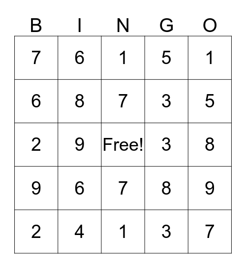 Subtraction &amp; Addition Bingo Card