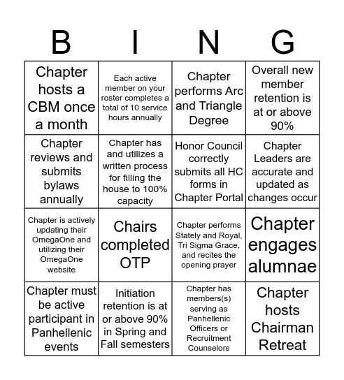 Accreditation Bingo Card