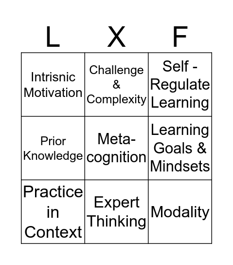 LXF Bingo Card