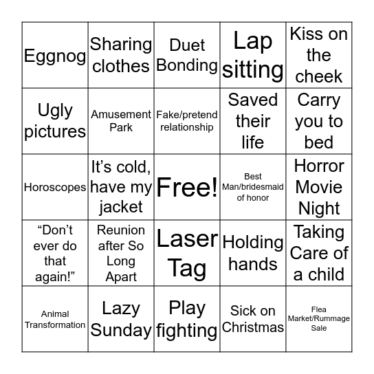HannesWrites Fluff Bingo Card