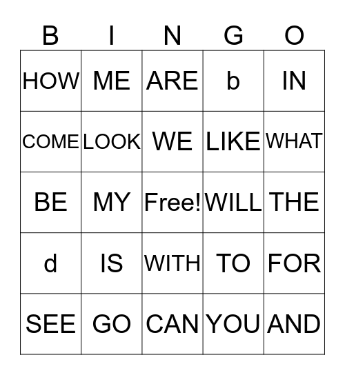 Buttercups BING Bingo Card