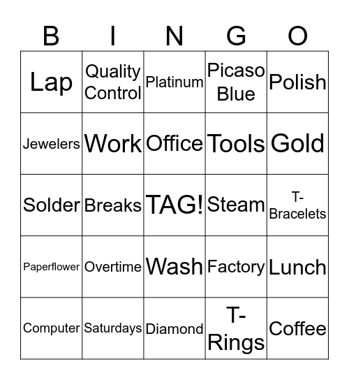 TAG Bingo Card