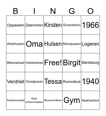 Miny wordt 80 Bingo Card