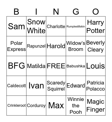 Book Characters Bingo Card