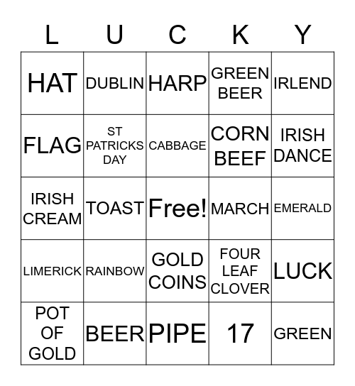 ST PATRICKS BINGO Card