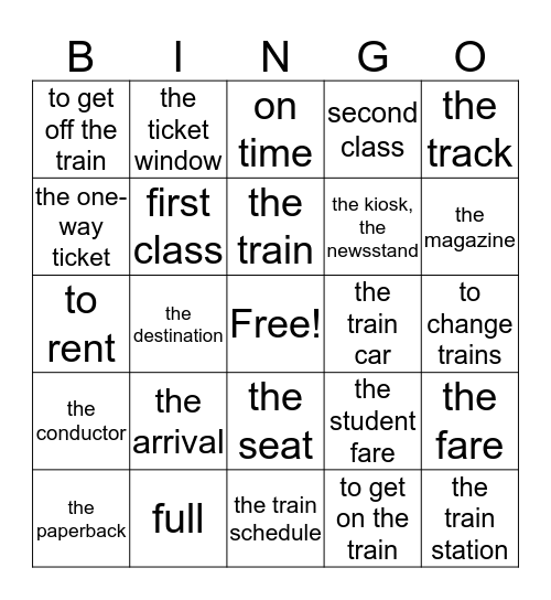 2Capitulo 3  - en tren  Bingo Card