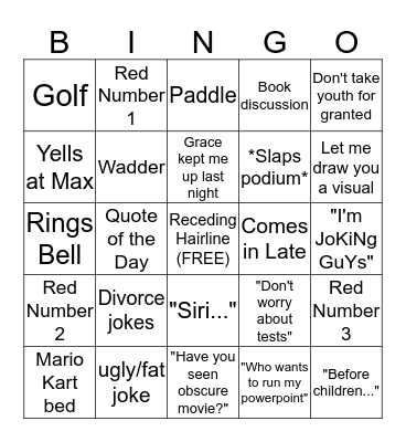 Gibb Bingus Bingo Card