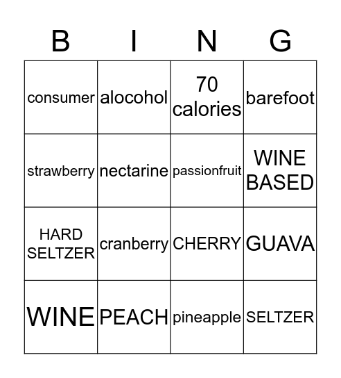 SELTZER 4 THE WIN  Bingo Card