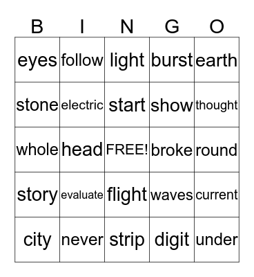3RD GRADE Bingo Card