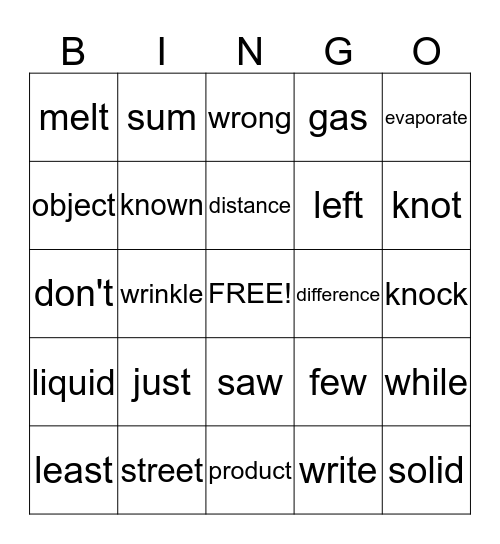 3RD GRADE Bingo Card