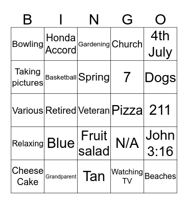 Guess Who I Am Bingo Card