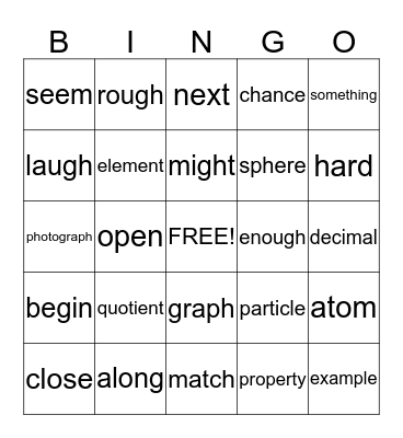3RD GRADE Bingo Card