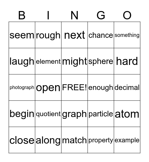 3RD GRADE Bingo Card