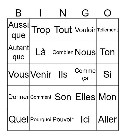 Échauffement de la Leçon 27 Bingo Card