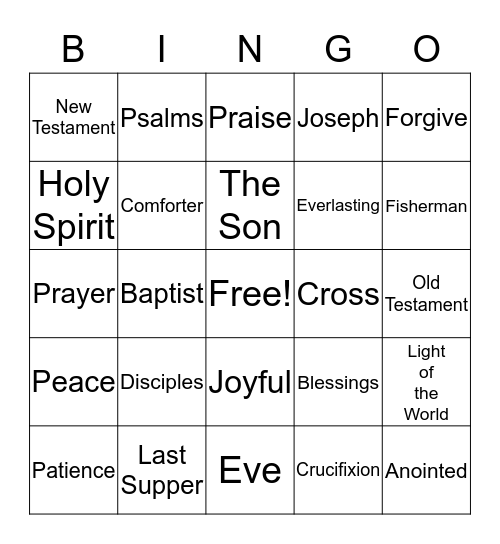 BIBLE BINGO Card