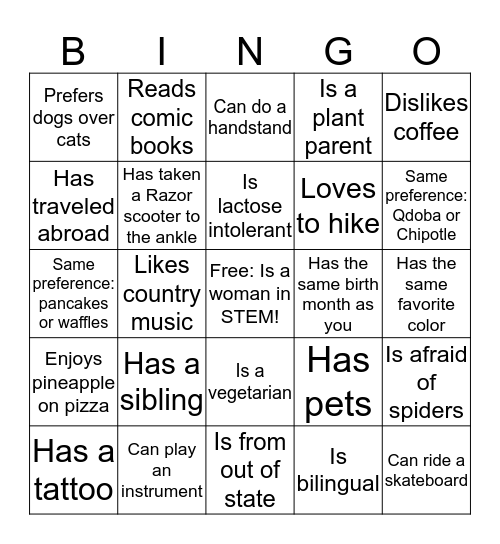 Find Someone Who... Bingo Card