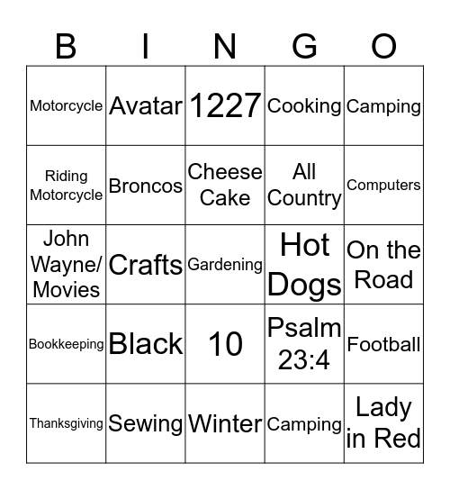 Guess Who I Am Bingo Card