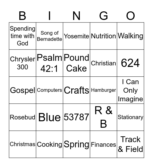Guess Who I Am Bingo Card