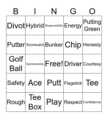 First Tee Bingo!! Bingo Card