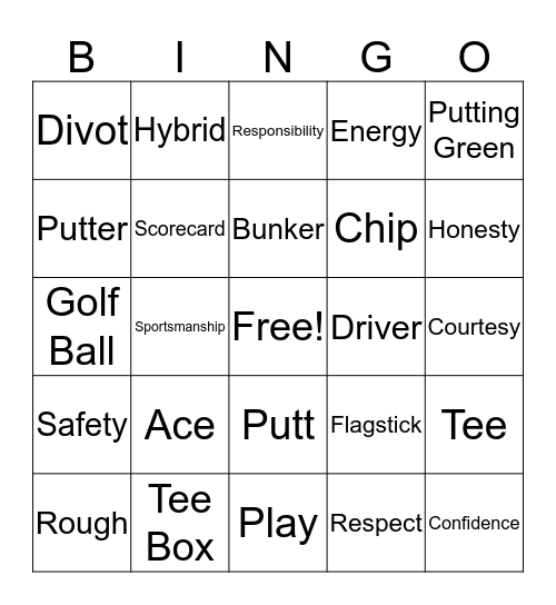 First Tee Bingo!! Bingo Card