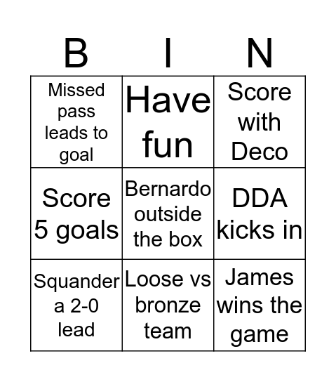 Squad Battles Bingo Card