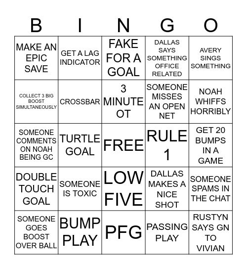 N- BINGO WITH THE BOYS Bingo Card