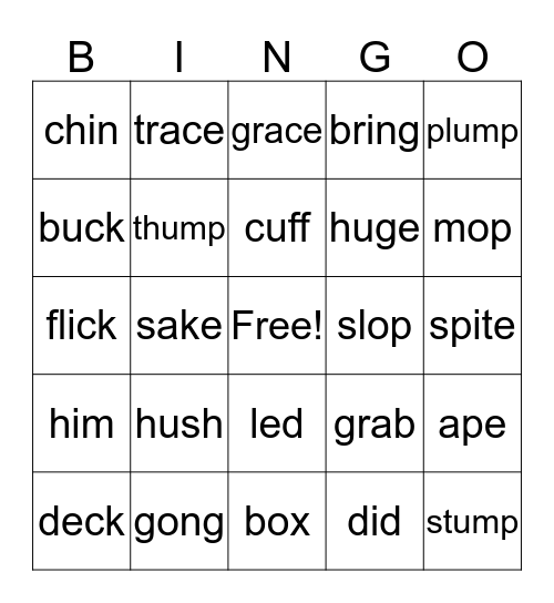 Short and Long Vowel Bingo Card