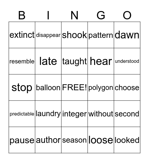 3RD GRADE Bingo Card