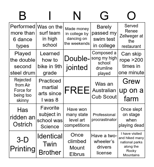 MS Tech All Hands Bingo Card