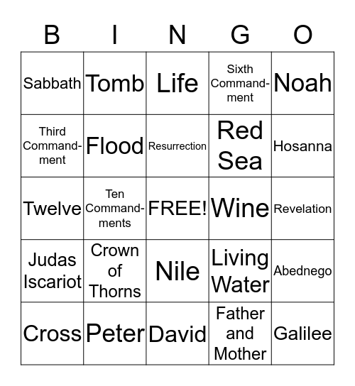 Kidz Church Bingo! Bingo Card