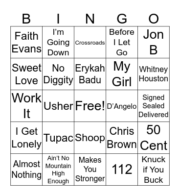 MUSIC BINGO Card