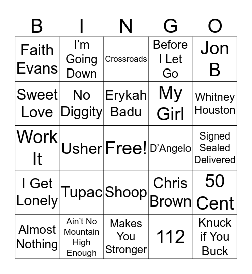 MUSIC BINGO Card