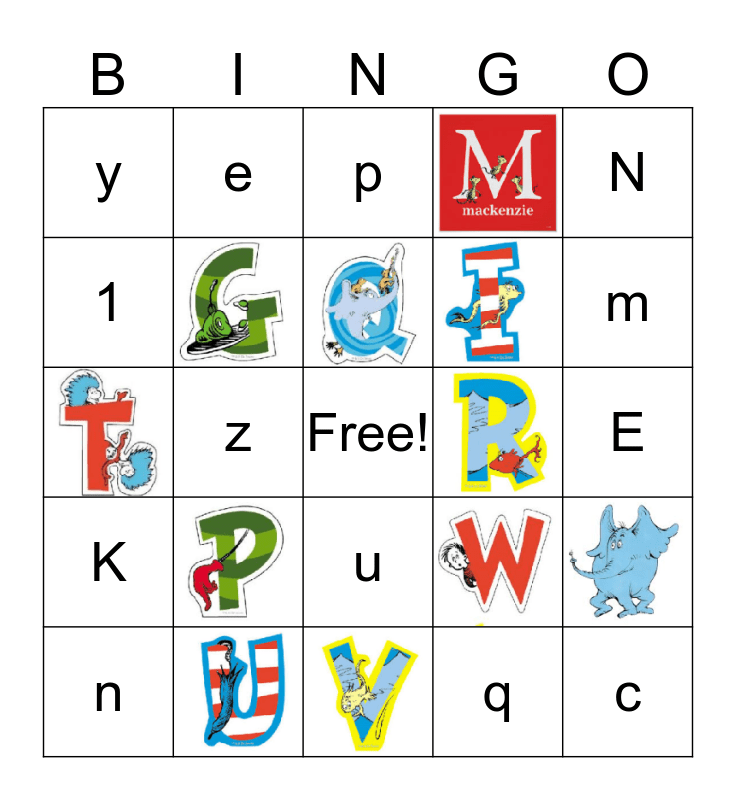 Preschool Bingo Card