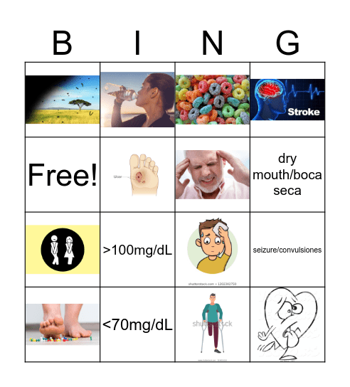 Diabetes Complications Bingo Card