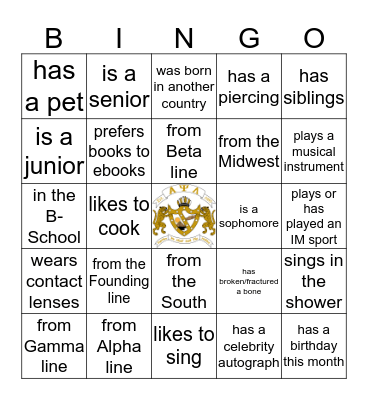 APsi Human Bingo Card
