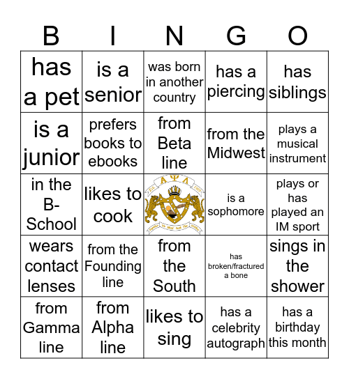 APsi Human Bingo Card
