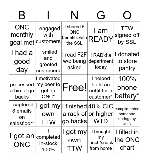 Ticket to Win It Bingo Card